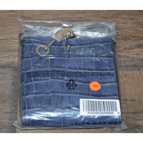 G.I.L.I. Handbags - G.I.L.I. Genuine Pebbled Leather Croco Cobalt Crossbody Bag Purse 9x9 in